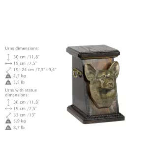 Pembroke Welsh Corgi - urn for dog ashes, elegant urn with a statue, commemorative urn with a bust of a dog by Art-Dog brand