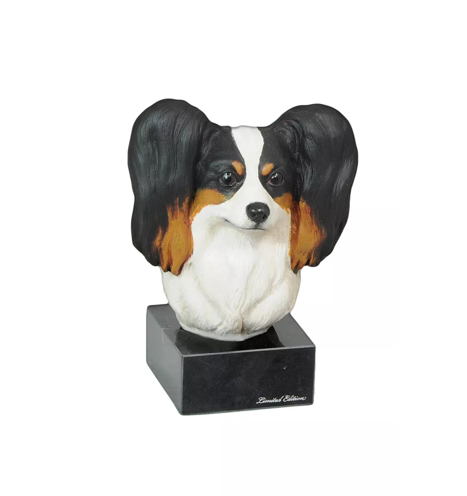 Papillon, Épagneul nain continental papillon - figurine peinte, statue, sculpture, réalisée par l'artiste, marque Art-Dog