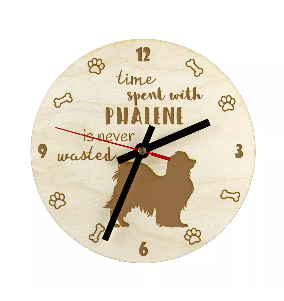 Papillon, Continental Toy Spaniel, Butterfly dog - clock with a dog, wooden clock, wall clock for dog lovers, clock for desk and shelf, Art-Dog