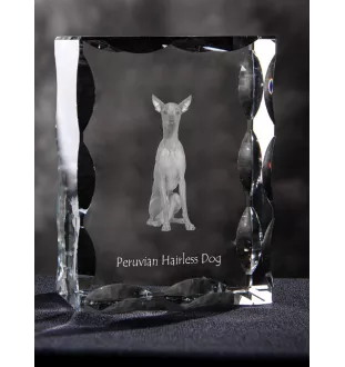 Peruvian Hairless Dog, Peruvian Viringo, Naked Dog - crystal with a picture of a dog, glass statuette with a picture, unique frame with a picture from Art-Dog brand