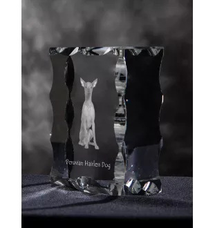 Peruvian Hairless Dog, Peruvian Viringo, Naked Dog - crystal with a picture of a dog, glass statuette with a picture, unique frame with a picture from Art-Dog brand