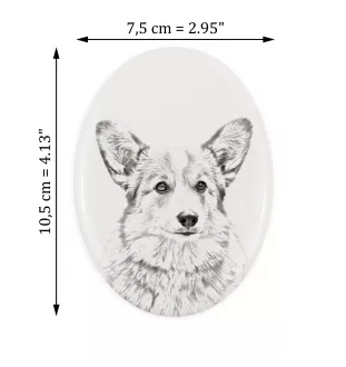 Pembroke Welsh Corgi - Gedenktafel mit einem Foto eines Hundes, Grabplatte mit Druck, personalisierte ovale Platte der Marke Art-Dog