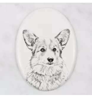 Pembroke Welsh Corgi - commemorative plaque with a photo of a dog, tombstone with a print, personalized oval plaque from the Art-Dog brand