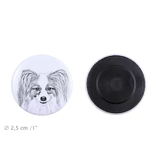 Papillon, Kontinentaler Zwergspaniel Magnet mit einem Hundepfotenabdruck, außergewöhnlich leicht, starker Magnet, handgefertigtes Produkt der Marke Art-Dog