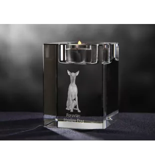 Peruvian Hairless Dog, Peruvian Viringo, Naked Dog - Candle holder with dog photo, crystal tealight holder, personalised gift by Art-Dog brand