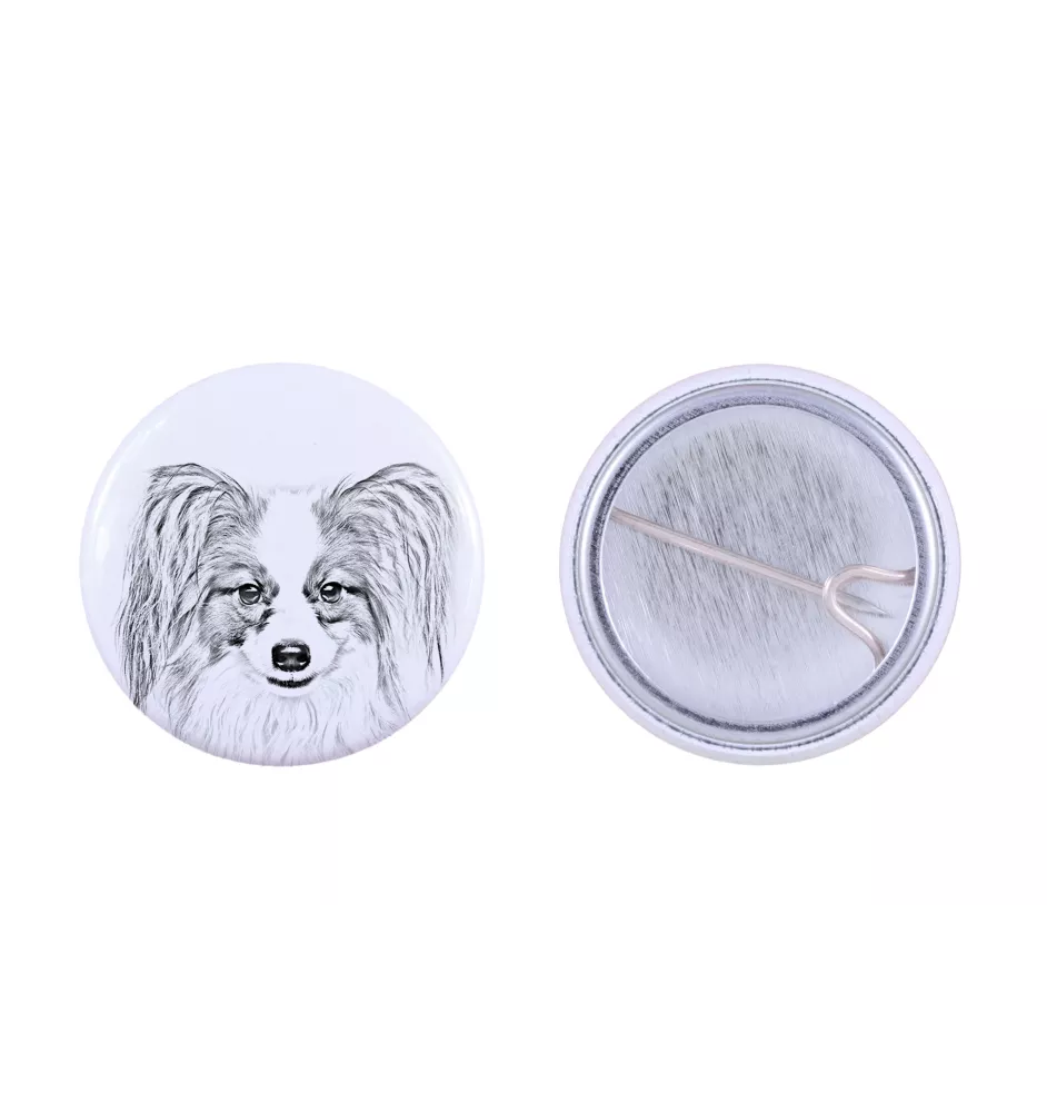 Papillon, Épagneul nain continental papillon - badge avec votre chien, ajoutez votre propre photo, marque Art-Dog