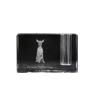 Peruanischer Nackthund, Viringo - Stifthalter, Kristallorganizer mit Hundefoto, einzigartige Schreibtischdekoration der Marke Art-Dog