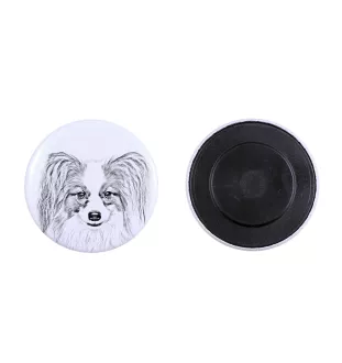 Papillon, Épagneul nain continental papillon - aimant avec un œil de chien, exceptionnellement léger, aimant puissant, produit fabriqué à la main par la marque Art-Dog