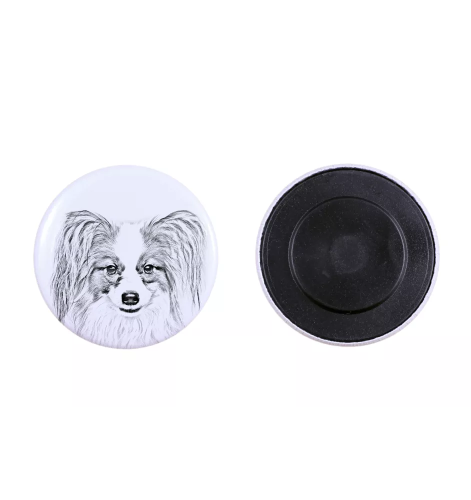 Papillon, Épagneul nain continental papillon - aimant avec un œil de chien, exceptionnellement léger, aimant puissant, produit fabriqué à la main par la marque Art-Dog