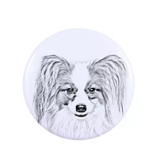 Papillon, Épagneul nain continental papillon - aimant avec un œil de chien, exceptionnellement léger, aimant puissant, produit fabriqué à la main par la marque Art-Dog