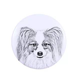 Papillon, Épagneul nain continental papillon - badge avec votre chien, ajoutez votre propre photo, marque Art-Dog