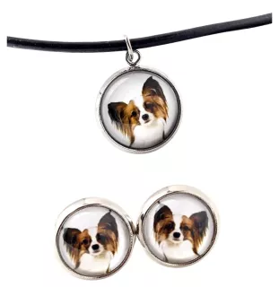 Papillon, Kontinentaler Zwergspaniel - Schmuck mit Ihrem Foto-Box, Halskette und Ohrringe-Set, personalisierte Produkte der Marke Art-Dog.