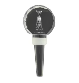 Chien nu du Pérou - Bouchon de bouteille en cristal, bouchon de vin unique avec photo, cadeau personnalisé pour sommelier par la marque Art-Dog