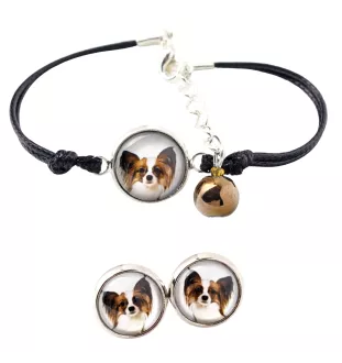 Papillon, Épagneul nain continental papillon - ensemble de bijoux avec votre photo, accessoire féminin, article fait main, produit fabriqué à la main avec passion pour la création de la marque Art-Dog