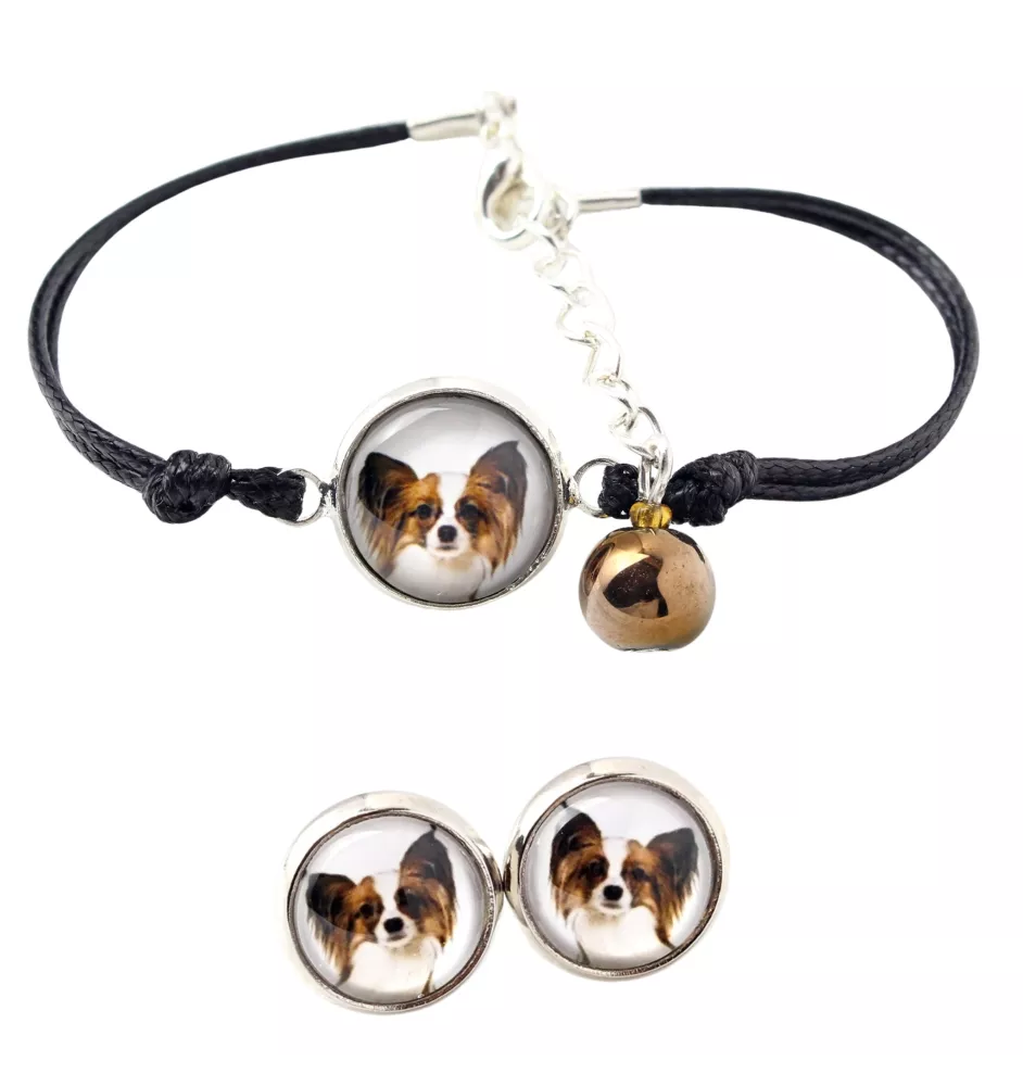 Papillon, Continental Toy Spaniel, Butterfly dog - a set of jewelry with your photo, a woman's ornament, handmade item, a product made with passion for creating the Art-Dog brand.