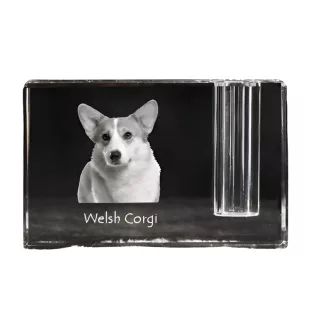 Pembroke Welsh Corgi - Stifthalter, Kristallorganizer mit Hundefoto, einzigartige Schreibtischdekoration der Marke Art-Dog