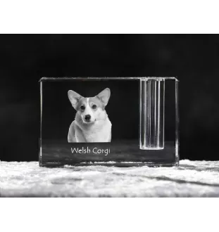 Pembroke Welsh Corgi - Stifthalter, Kristallorganizer mit Hundefoto, einzigartige Schreibtischdekoration der Marke Art-Dog