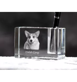 Pembroke Welsh Corgi - Stifthalter, Kristallorganizer mit Hundefoto, einzigartige Schreibtischdekoration der Marke Art-Dog