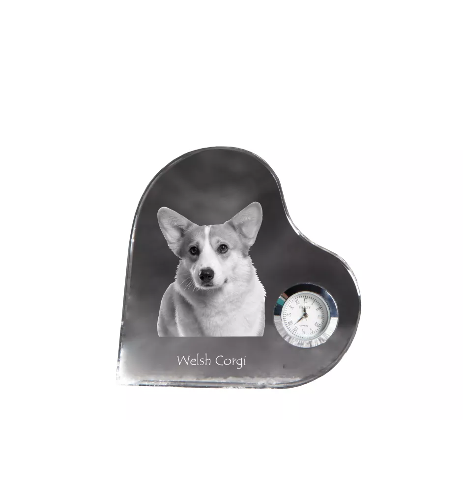 Pembroke Welsh Corgi zegar w kształcie serca z psem Art-Dog