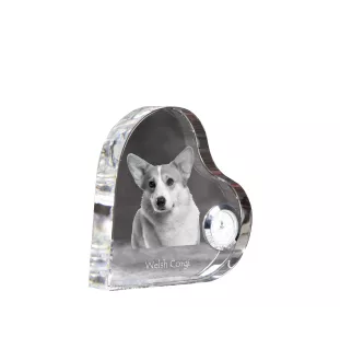 Pembroke Welsh Corgi - Kristalluhr mit einem Hundebild, Herzregal-Uhr, personalisierte Standuhr der Marke Art-Dog
