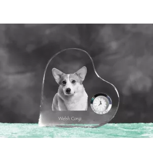 Pembroke Welsh Corgi zegar w kształcie serca z psem Art-Dog