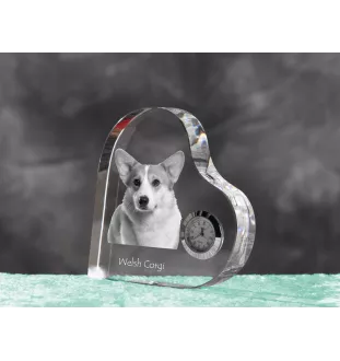 Pembroke Welsh Corgi zegar w kształcie serca z psem Art-Dog