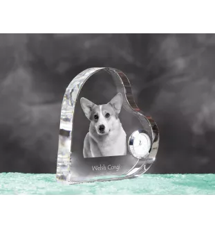 Pembroke Welsh Corgi - Kristalluhr mit einem Hundebild, Herzregal-Uhr, personalisierte Standuhr der Marke Art-Dog