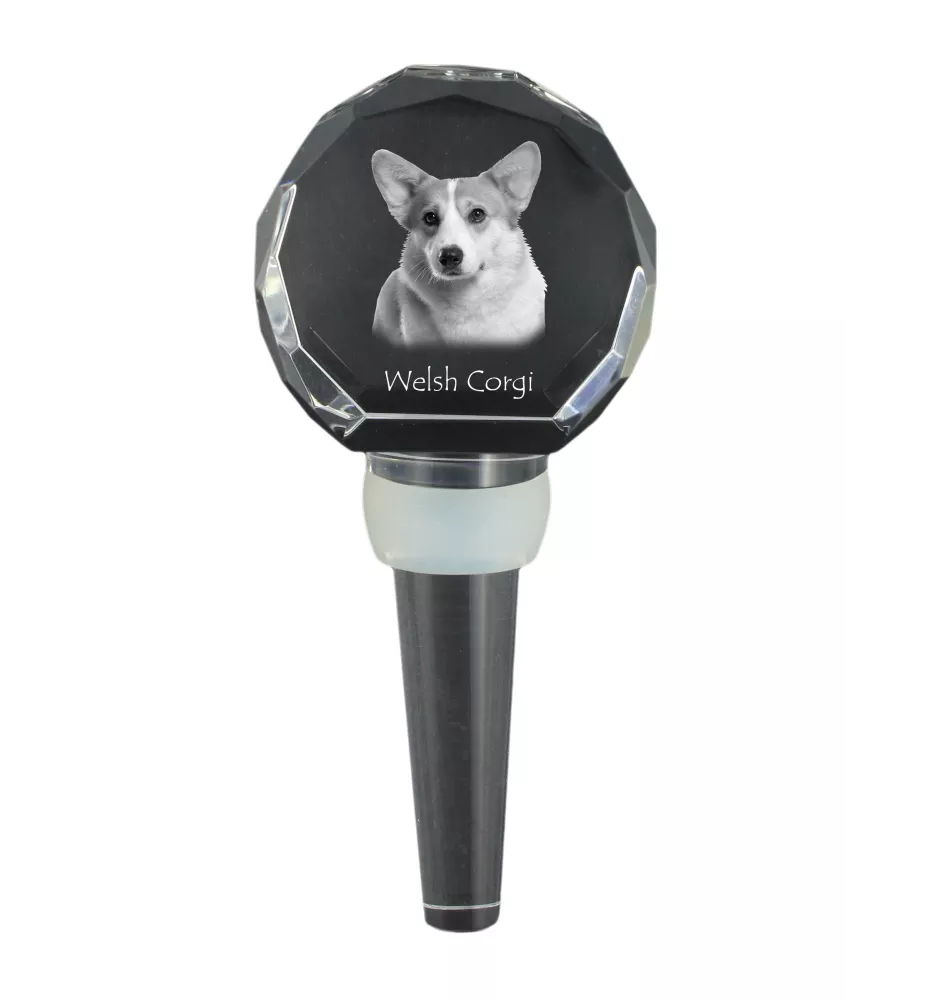 Pembroke Welsh Corgi - Crystal bottle stopper, unique wine stopper with photo, personalised gift for sommelier by Art-Dog brand