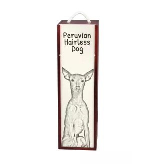 Chien nu du Pérou - boîte à vin avec chien, boîte à alcool avec graphisme, boîte cadeau personnalisée de la marque Art-Dog