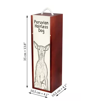 Chien nu du Pérou - boîte à vin avec chien, boîte à alcool avec graphisme, boîte cadeau personnalisée de la marque Art-Dog
