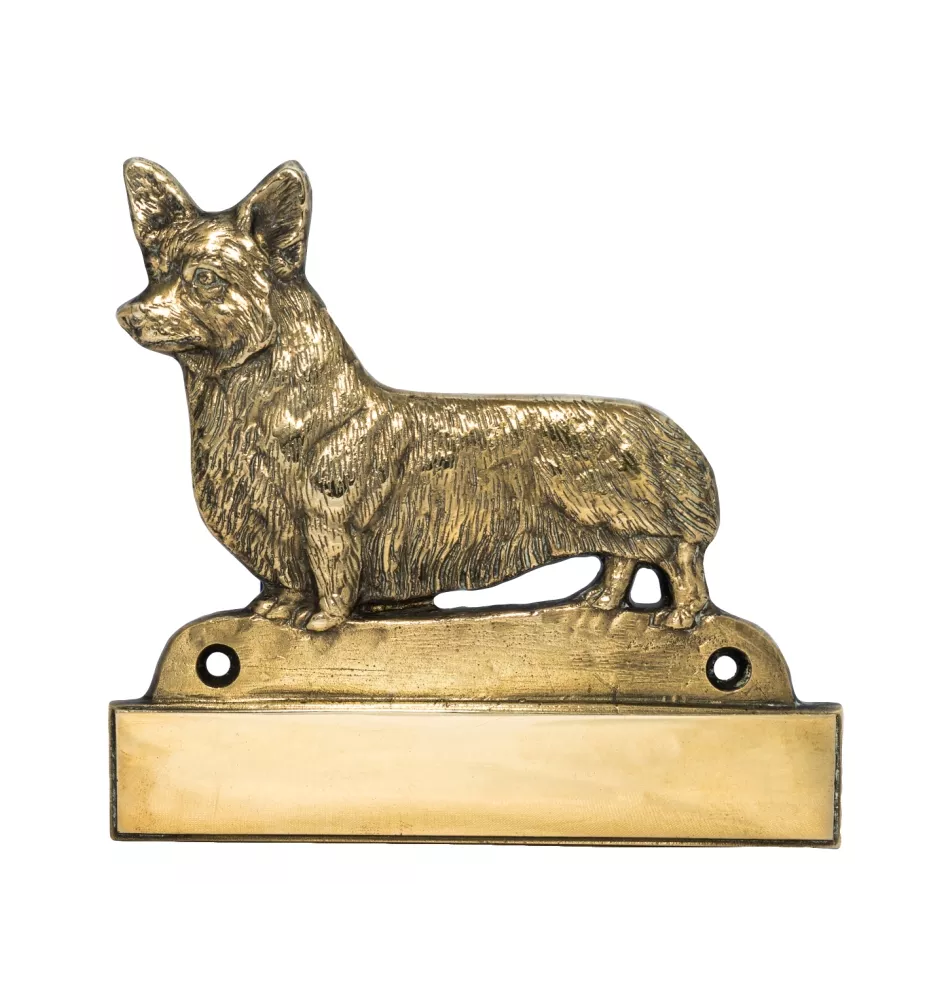 Pembroke Welsh Corgi - Haustürschild mit Hund, Messingschild mit Namen, personalisiertes Türschild mit Markennamen Art-Dog