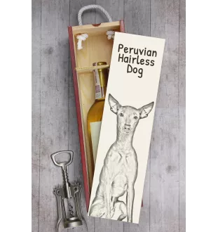 Chien nu du Pérou - boîte à vin avec chien, boîte à alcool avec graphisme, boîte cadeau personnalisée de la marque Art-Dog