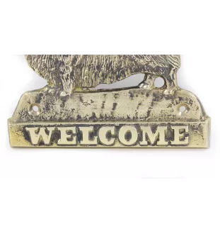 Pembroke Welsh Corgi - une plaque de porte avec un chien, une plaque de bienvenue en laiton, une enseigne exceptionnelle avec l'inscription Welcome de la marque Art-Dog