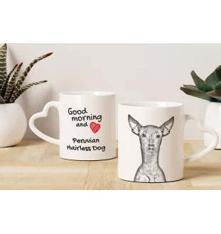 Peruvian Hairless Dog, Peruvian Viringo, Naked Dog - cup with a dog, adorable cup with a heart-shaped handle, universal gift from the Art-Dog brand
