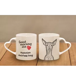 Peruanischer Nackthund, Viringo - Tasse mit Hund, entzückende Tasse mit herzförmigem Henkel, universelles Geschenk der Marke Art-Dog