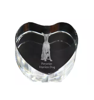 Peruvian Hairless Dog, Peruvian Viringo, Naked Dog - a photo of a dog in crystal, crystal heart, unique photo frame from the Art-Dog brand
