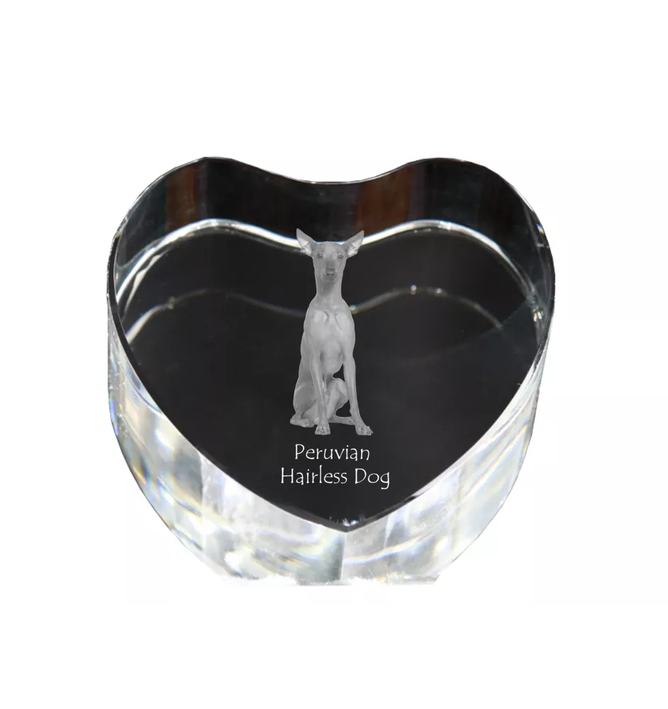 Peruvian Hairless Dog, Peruvian Viringo, Naked Dog - a photo of a dog in crystal, crystal heart, unique photo frame from the Art-Dog brand