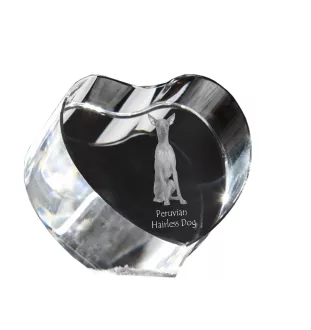 Nagi pies peruwiański serce kryształowe z psem Art-Dog