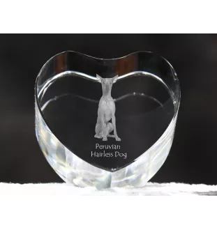 Peruvian Hairless Dog, Peruvian Viringo, Naked Dog - a photo of a dog in crystal, crystal heart, unique photo frame from the Art-Dog brand
