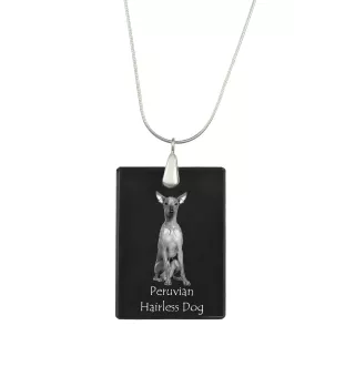 Chien nu du Pérou - Pendentif en cristal avec chien, collier en argent avec photo, pendentif personnalisé par la marque Art-Dog