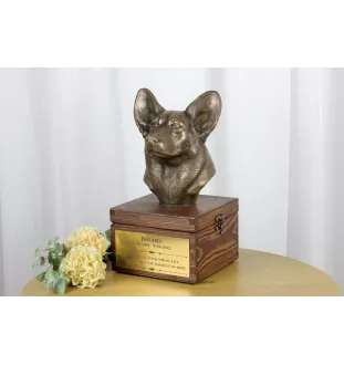 Pembroke Welsh Corgi - urn for dog ashes with a statuette, small urn for a dog, personalized urn with a bust of a dog by Art-Dog brand