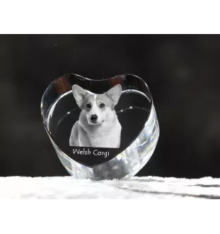 Pembroke Welsh Corgi - a photo of a dog in crystal, crystal heart, unique photo frame from the Art-Dog brand