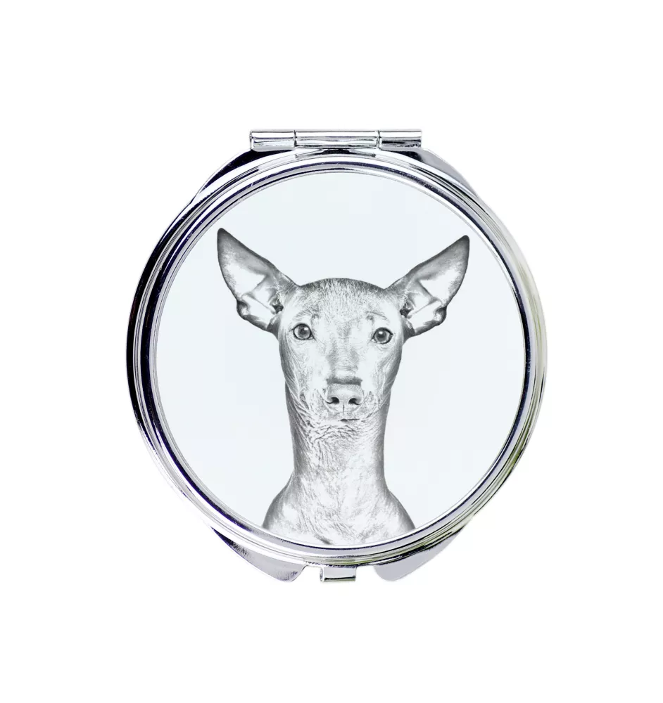 Peruvian Hairless Dog, Peruvian Viringo, Naked Dog - Pocket mirror with a dog, personalized mirror for a purse, compact mirror with Art-Dog brand print.