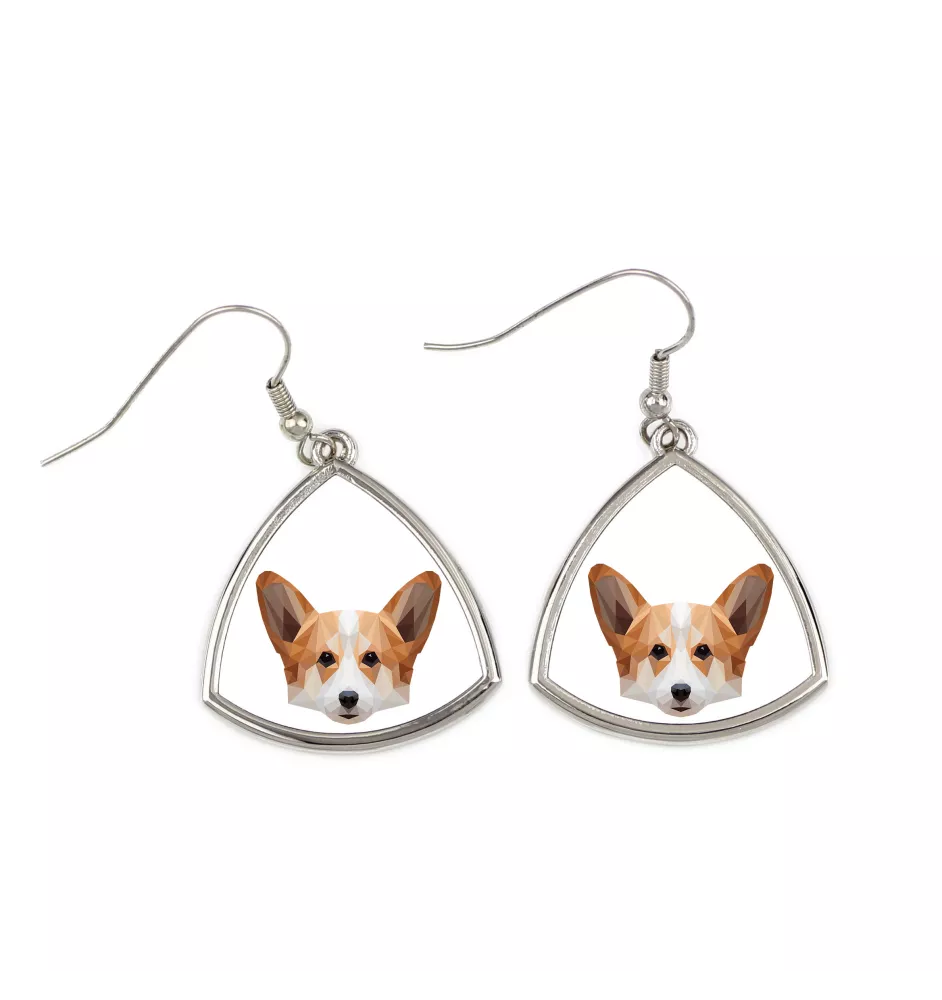 Pembroke Welsh Corgi - earrings with a picture and the inscription geometric dog Art-Dog