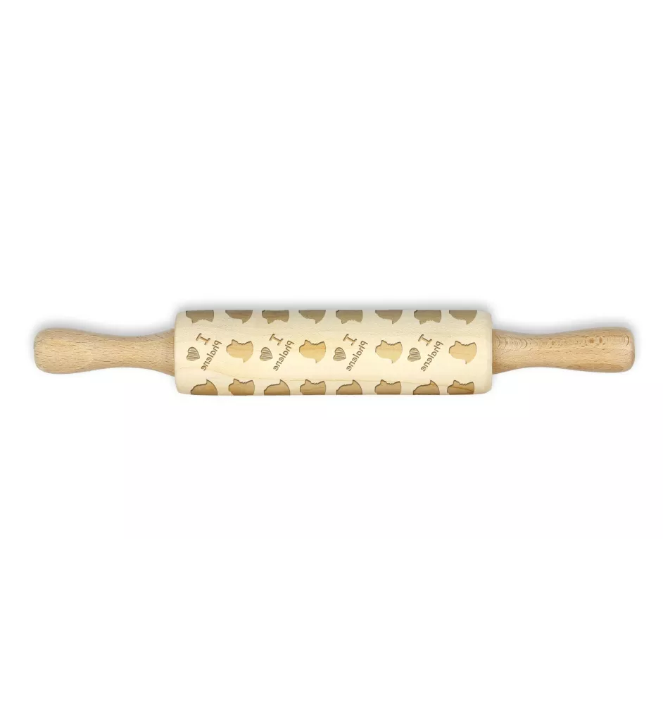 Papillon, Continental Toy Spaniel, Butterfly dog I - small rolling pin with a dog pattern, a rolling pin for children's dough, decorating ceramic clay by Art-Dog brand