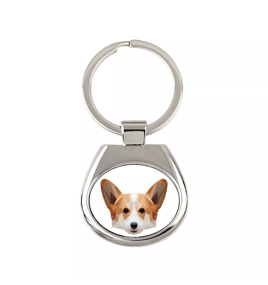 Pembroke Welsh Corgi - geometrischer Schlüsselanhänger mit Foto und Aufschrift Art-Dog