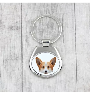 Pembroke Welsh Corgi - geometrischer Schlüsselanhänger mit Foto und Aufschrift Art-Dog