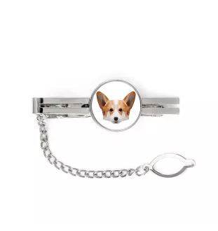 Pembroke Welsh Corgi - geometric tie clip with a picture and inscription from Art-Dog
