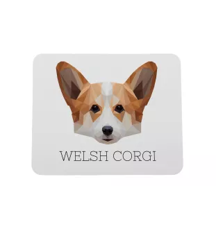 Pembroke Welsh Corgi - tapis de souris géométrique avec photo et inscription Art-Dog