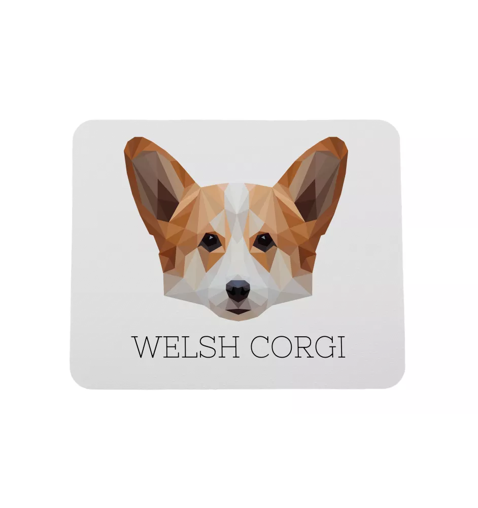 Pembroke Welsh Corgi - geometrisches Mauspad mit Bild und Aufschrift von Art-Dog